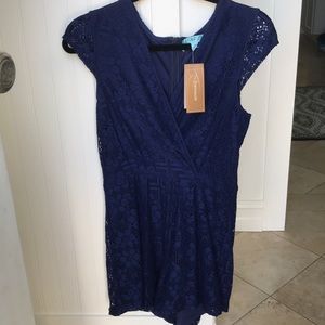 Francesca’s Navy Lace Romper